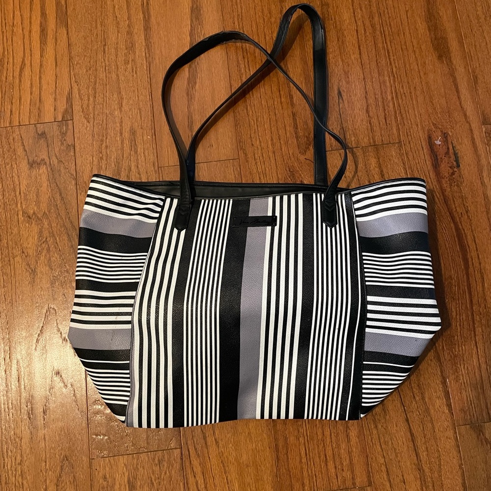 Vera Bradley Black and White Striped Tote Bag
